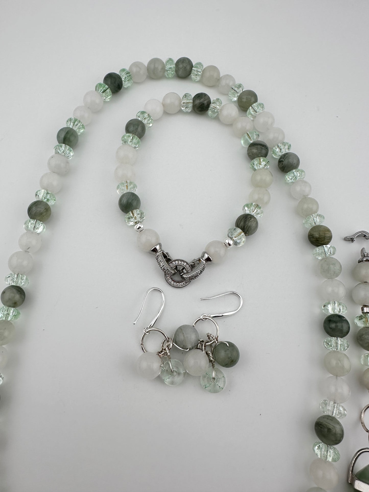 Tea Jasper Necklace, Bracelet & Earrings Set - Handmade Jewelry