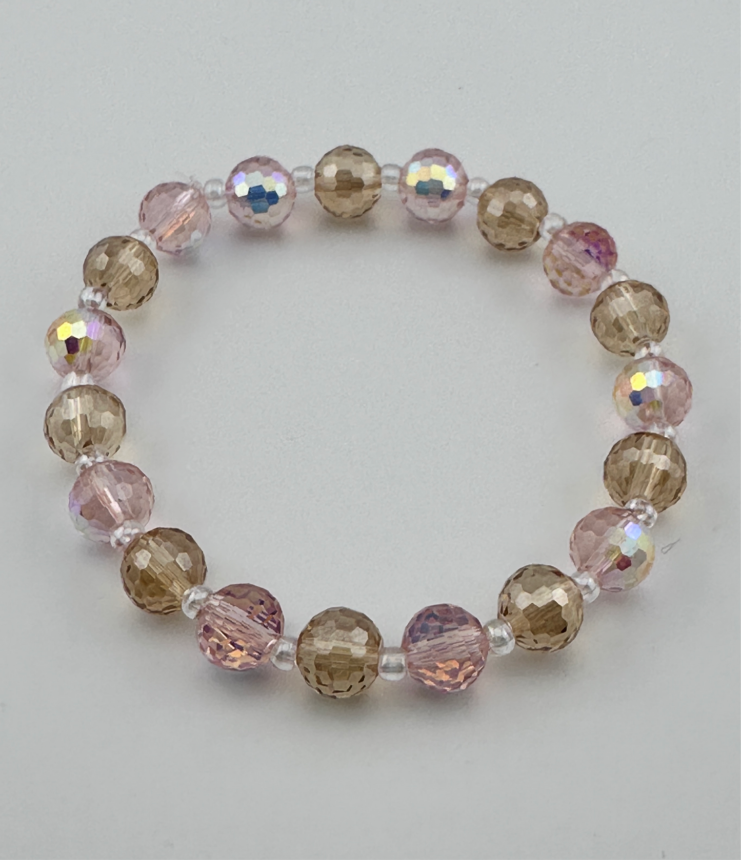 Pink & champagne carved beads Bracelet