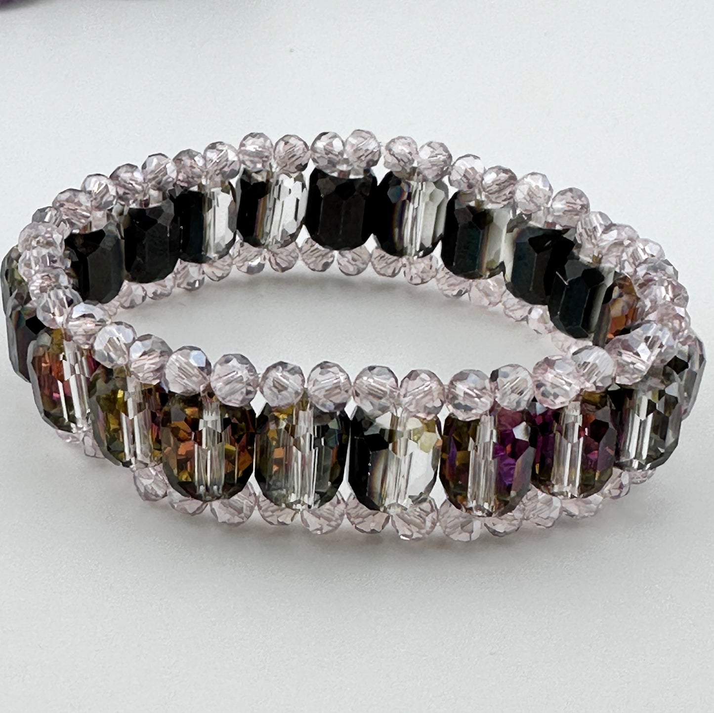 Multifaceted AB Crystal stretch bracelet