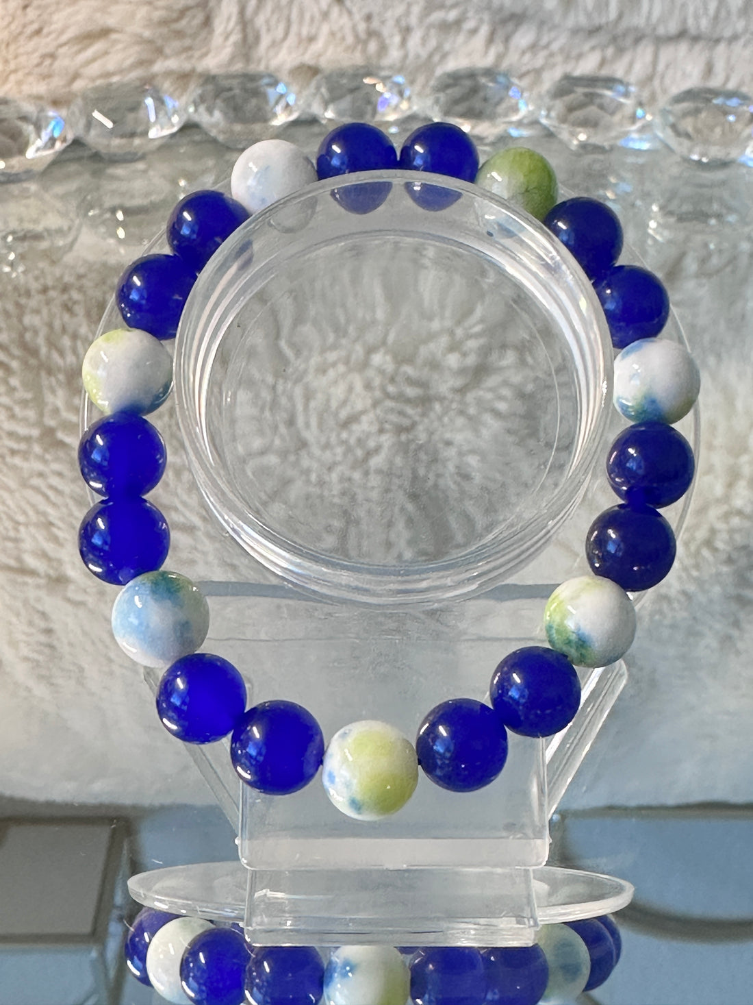 Blue Chalcedony  Beads and  Persian Jade beats stretch bracelet.