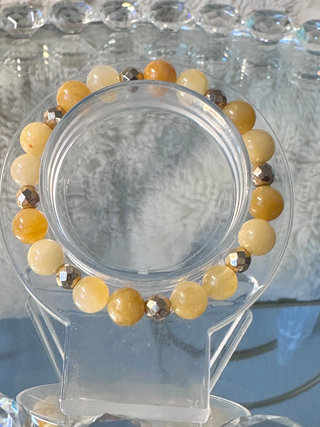 Golden Lace Jade stretch bracelet