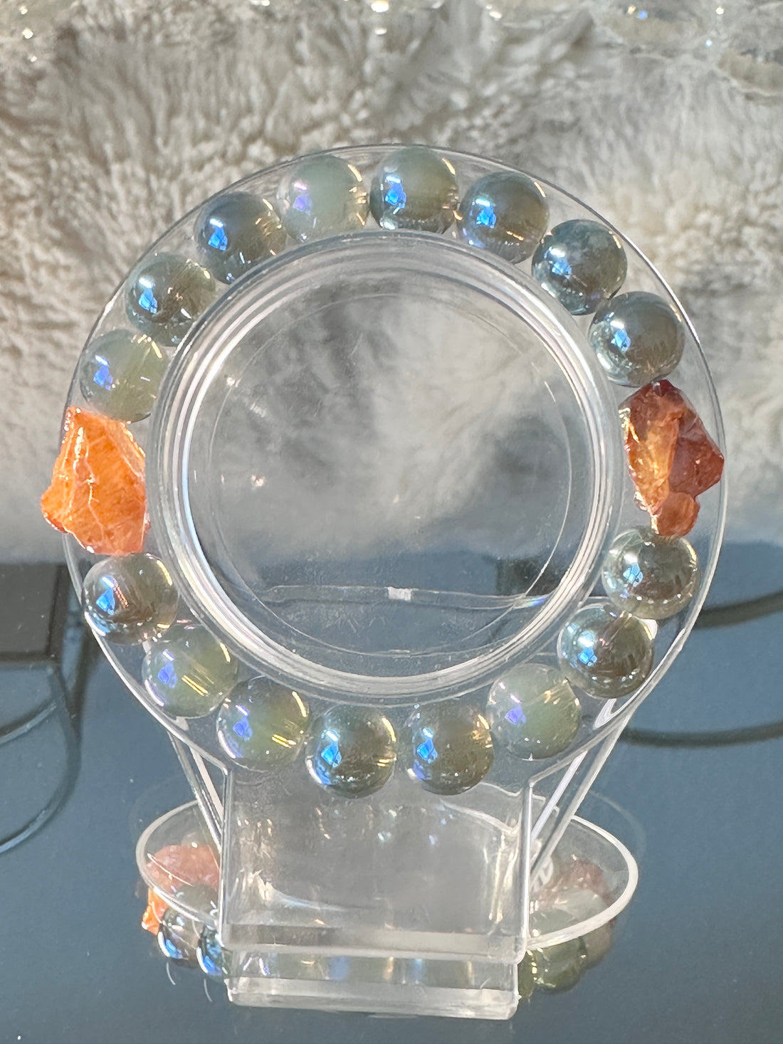 Aura Quartz Beads- stretch bracelet.