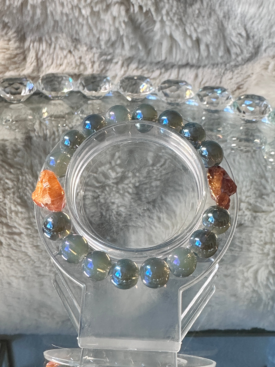 Aura Quartz Beads- stretch bracelet.