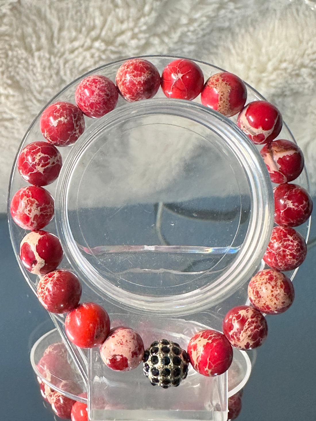 Natural Red Imperial Jasper. stretch bracelet